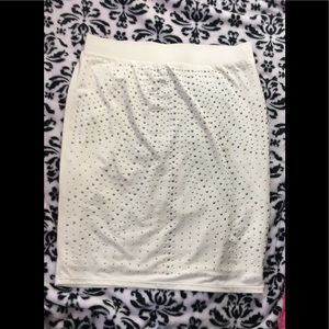 Jeweled white mini skirt